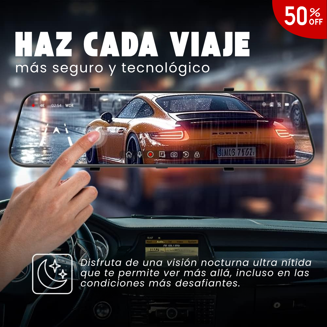PRO 4K MIRROR™ | EL ESPEJO INTELIGENTE QUE REVOLUCIONA TU CONDUCCIÓN CON TECNOLOGÍA AVANZADA